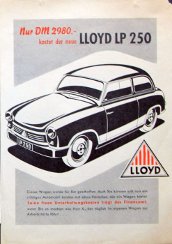 Lloyd LP 250 Modelprogram 1952 Carbrochure (10128)